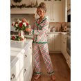 thumbnail image 5 of LMLYSoH Women Christmas Pajamas Set, Striped Long Sleeve Tops and Tie Waist Pants, 5 of 9