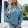 thumbnail image 2 of JIAYUE Women's Sweatshirt Autumn Winter Letter Print Crewneck Pullover Long Sleeve Hoodless Sweatshirts Casual Fashionable Soft Fleece Comfortable And Outdoor Play Wear, 2 of 4