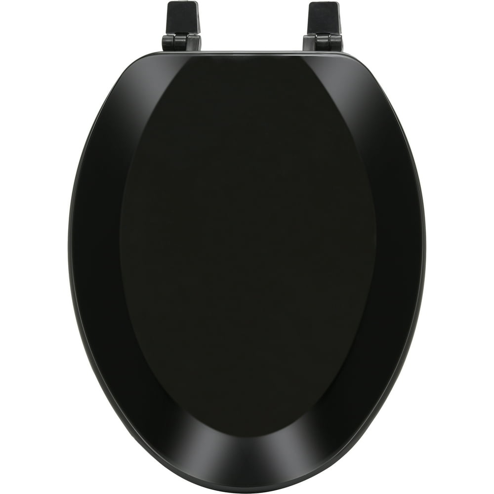 Achim Fantasia 19" Elongated Wood Toilet Seat, Standard, Black