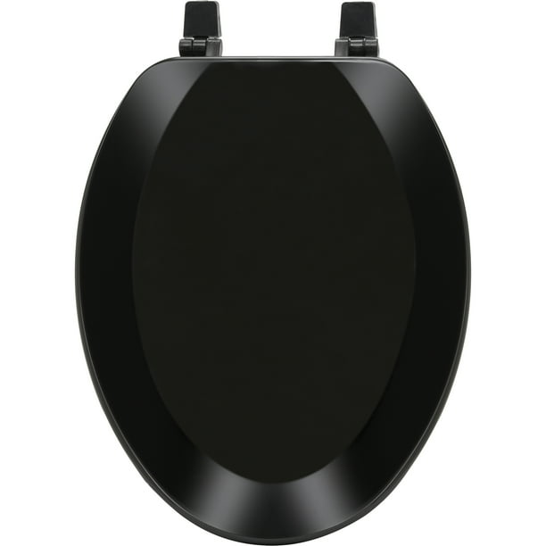 Achim Fantasia 19" Elongated Wood Toilet Seat, Standard, Black