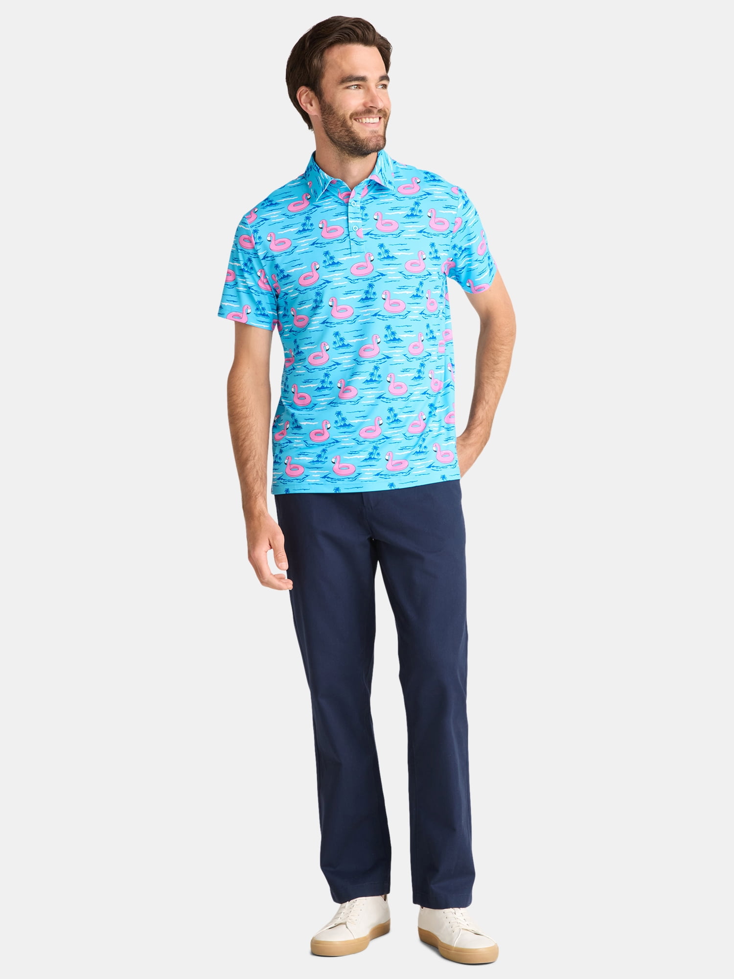 Birdie Bound Men's & Big Men's Novelty Print Golf Polo, Sizes S-5XL