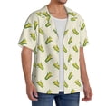 thumbnail image 2 of Uemuo Corn Pattern Cotton Linen Short Sleeve Shirts,Casual Lightweight Button Down Shirts,Vacation Beach Summer Tops-Small, 2 of 7