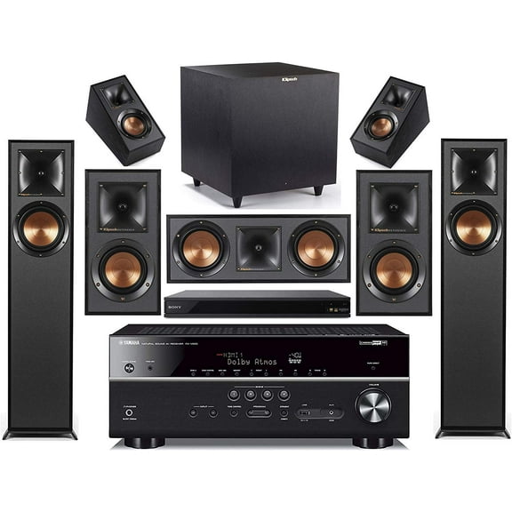 Yamaha 7.2 Channel Wireless Bluetooth 4K A/V Receiver with Klipsch Home Theater Speaker System