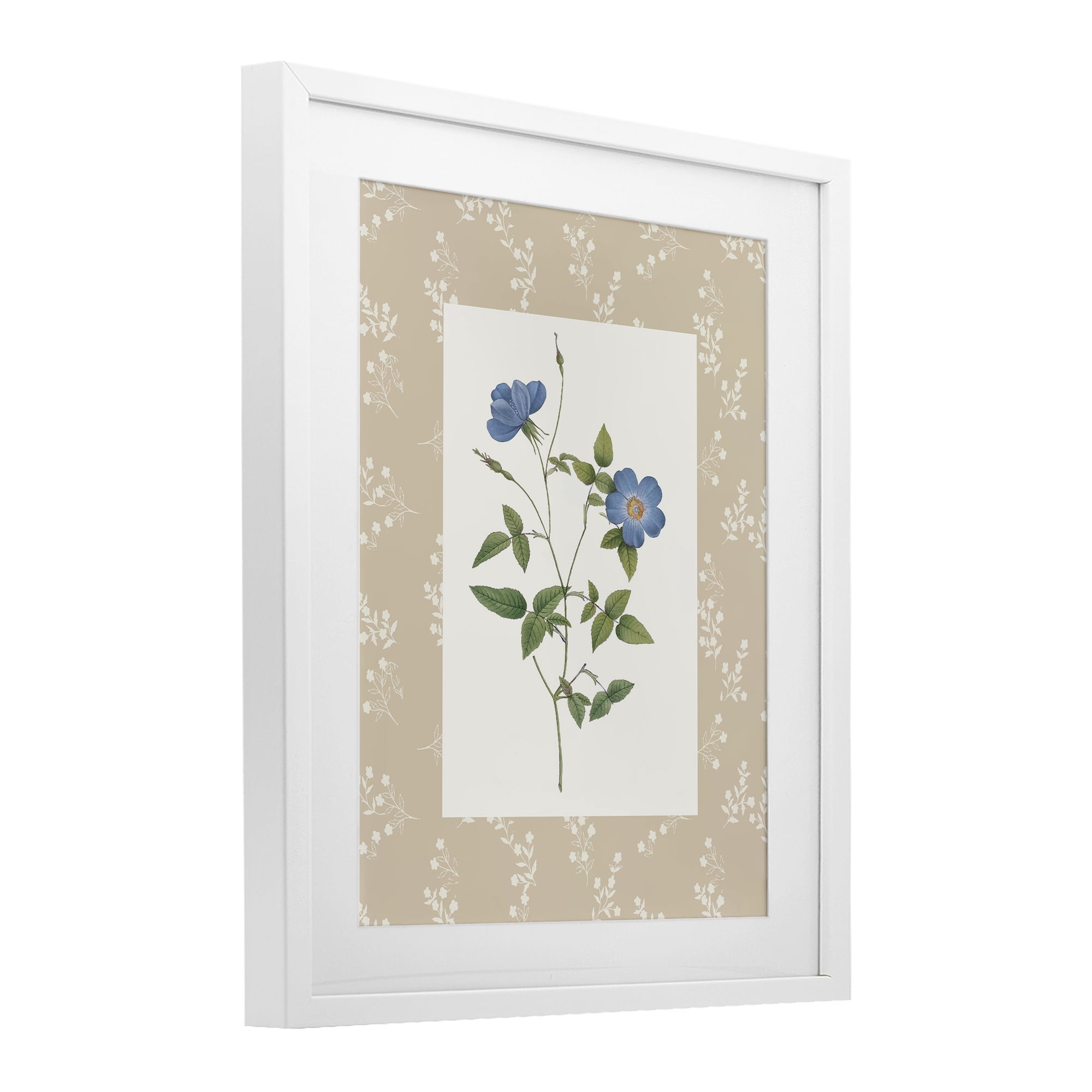 Stupell Industries Vintage Botanical Plate White Framed Print Under Glass, design by Val Rhodes