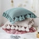 thumbnail image 2 of Xiao Hua Fundas de almohada de punto con pompones y borlas, estilo bohemio, estilo rústico, a rayas, de punto trenzado, decorativas, para sofá, cama, 45,7 x 45,7 cm, color rosa, 2 of 5
