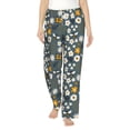 thumbnail image 2 of Picia Flowers and Bee Womens Soft Woven Cotton Elastic Waistband Sleep Pajama Pant Lounge Sleep Pant With Pockets And Drawstring-Large, 2 of 9