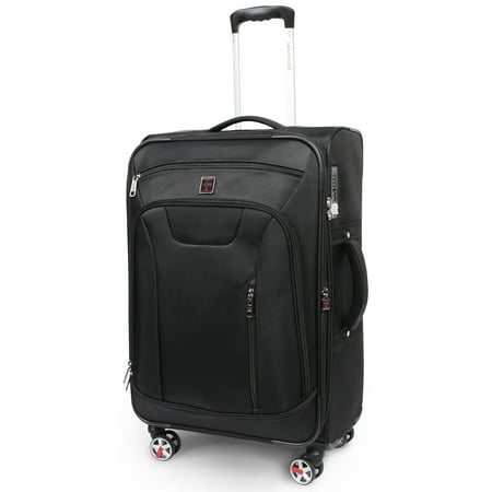 SwissTech Executive 25in Softside 8-Wheel Checked Luggage, Black,