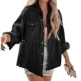 thumbnail image 2 of Women Long Sleeve Corduroy Peplum Shacket Jacket Button Down Babydoll Shirts Oversized Casual Blouses Tops, 2 of 6