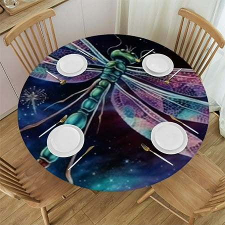 

Autua Dragon Dragonfly Space Polyester Round Tablecloth Stain-Resistant Washable Indoor Outdoor 100% Polyester Fibers Fitted Tablecloth for Restaurants Weddings Parties 31 -35