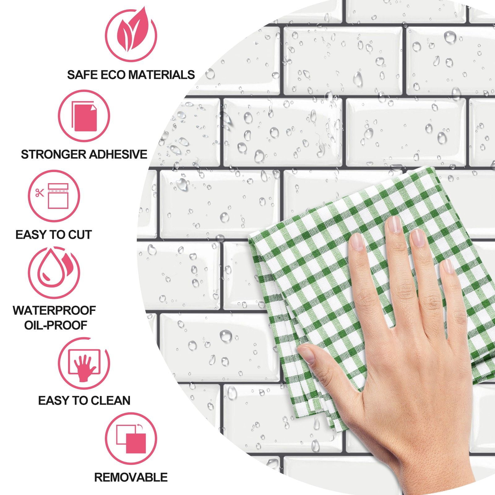 10 Pcs Marble Peel and Stick Backsplash Tiles 12"x12" Self-Adhesive Glazed Ceramic Surface Wall Tiles Waterproof Heat Resistant Stick on Tiles for Kitchen Bathroom Countertop