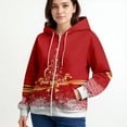 thumbnail image 7 of Women's Casual Fashion Long-Sleeve Zip-Up Hoodie with Christmas Print, Knitted Pullover for Comfortable Wear and Style,Red,M, 7 of 7