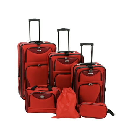 Travelers Club - Skyview 6-Piece 2-Tone Rolling Luggage Set - Red ...