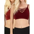thumbnail image 1 of Zenana Women's & Plus Front V-Lattice Bralette Sports Bra with Adjustable Straps and Removable Bra Pads, 1 of 3