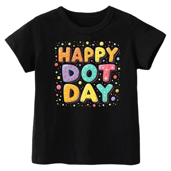 Bobifish Toddler Boys T‑Shirt Short Sleeve Crewneck Bubble Style Colorful Happy Dot Day Print Tee