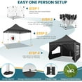 thumbnail image 4 of COBIZI 10x10 Pop up Canopy with 4 Removable Sidewalls, Sandbags, Stakes & Ropes, Upf 50+ Easy Setup Canopy Tent Waterproof Outdoor Instant Portable Shelter for Business, Events, Vendor, Black, 4 of 10