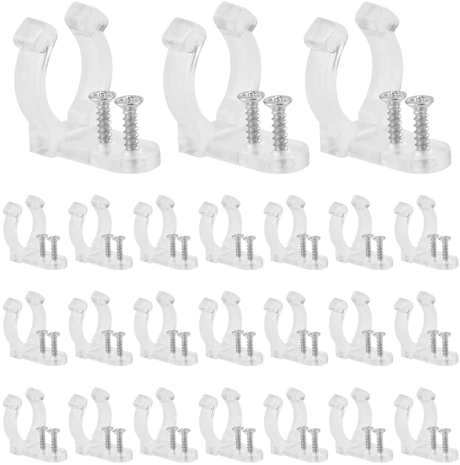 BUZIFU 150 Pcs LED Rope Mounting Clips, Light Strip Clips Clear PVC Mounting Rope Light Mounting Clips LED Rope Light Clip Bracket with 300 Pcs Screws for LED Light Tube/Light Hose Wall Bracket