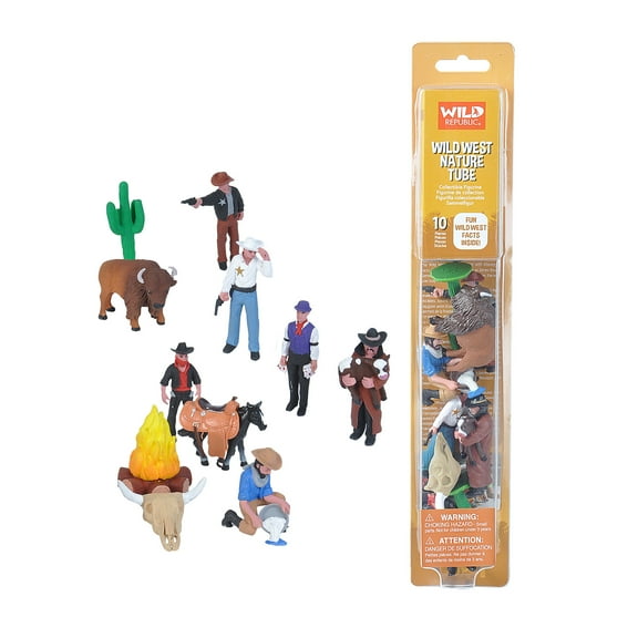 Wild Republic Nature Tube Wild West Figurines, 10 Pieces