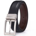 thumbnail image 3 of Ceinture Habillée Réversible en Cuir pour Hommes 3.3cm Grand Boucle Rotative (120cm), 3 of 4