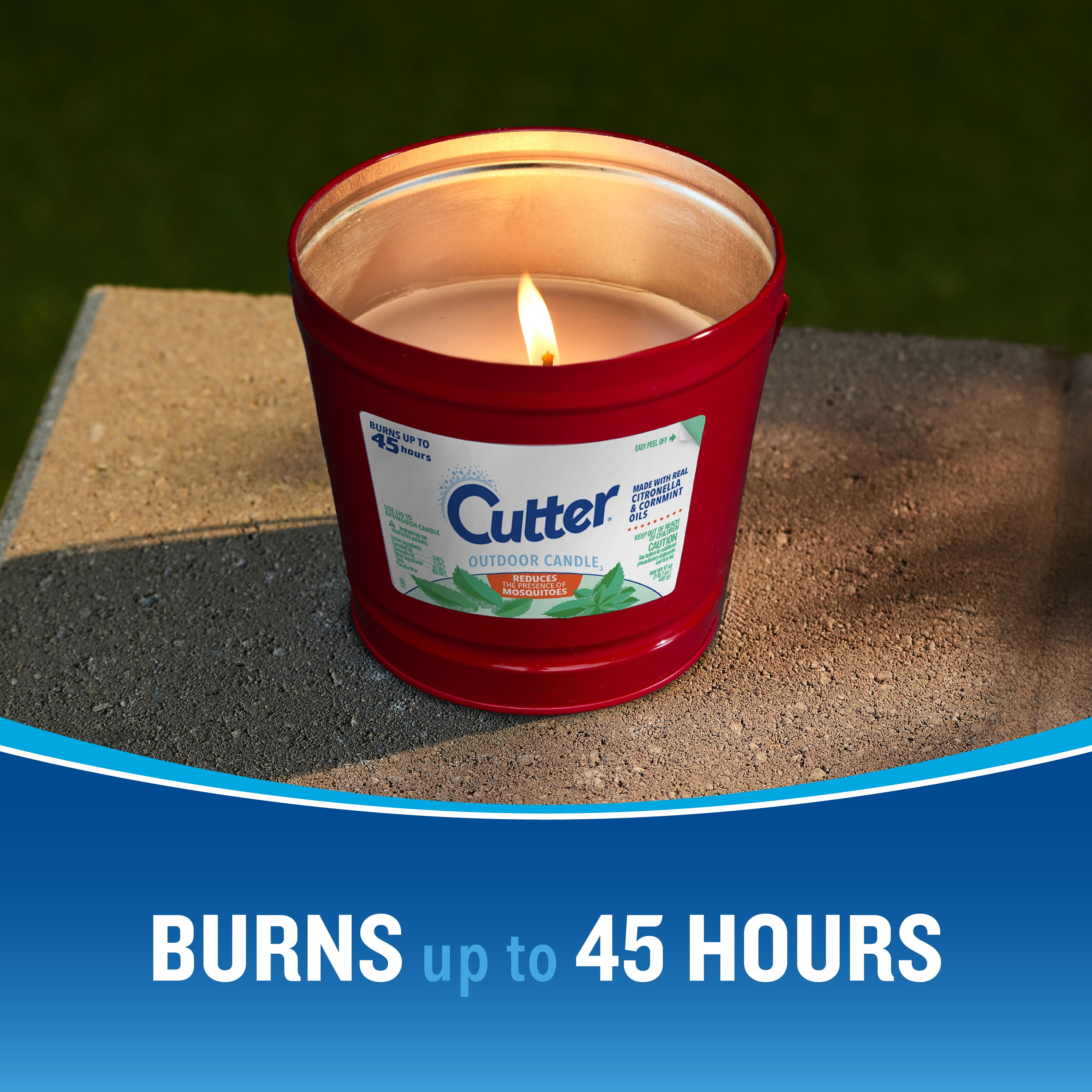 Cutter Outdoor Candle with Real Citronella Oil Reduces Presence of Mosquitoes, 17 Ounces