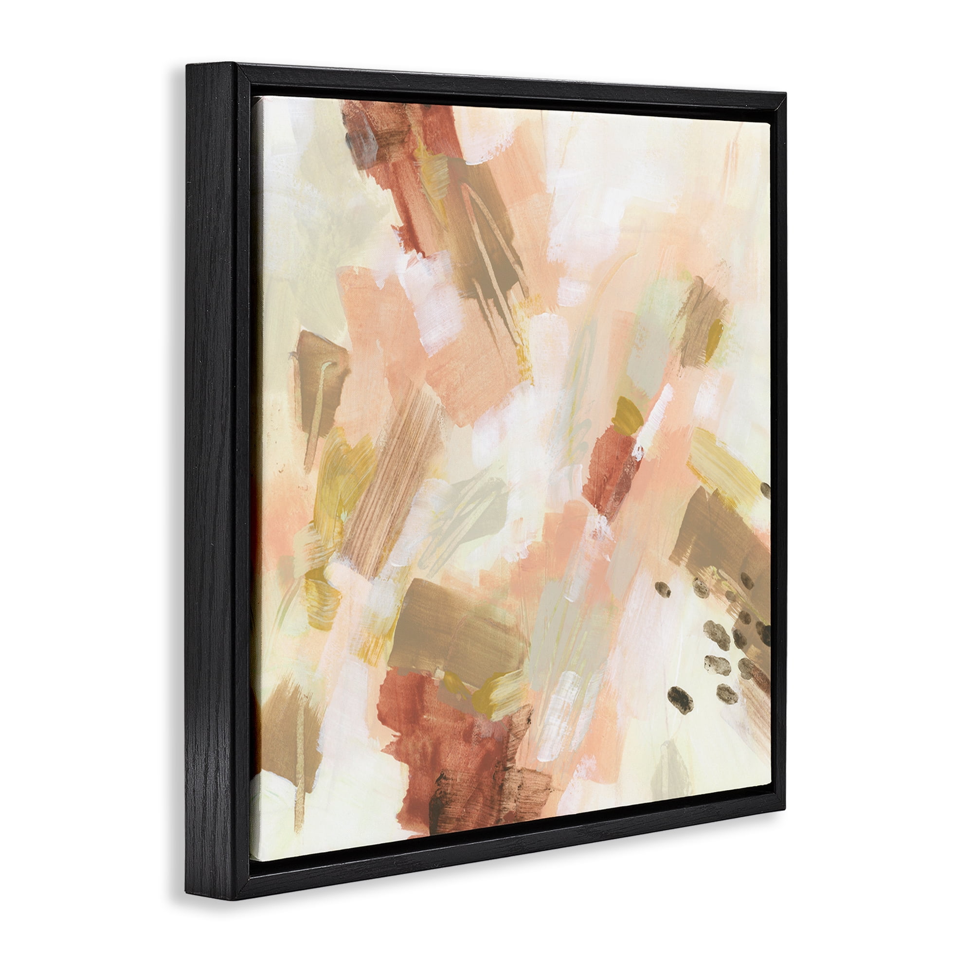 Stupell Industries Pale Abstract with Speckles Abstract Painting Black Floater Framed Canvas Art Print Wall Art, 18 x 18