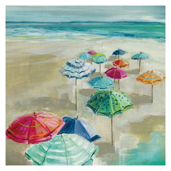 Masterpiece Art Gallery Making Shade with Beach Umbrella II by Carol Robinson Canvas Art Print 20" x 20"