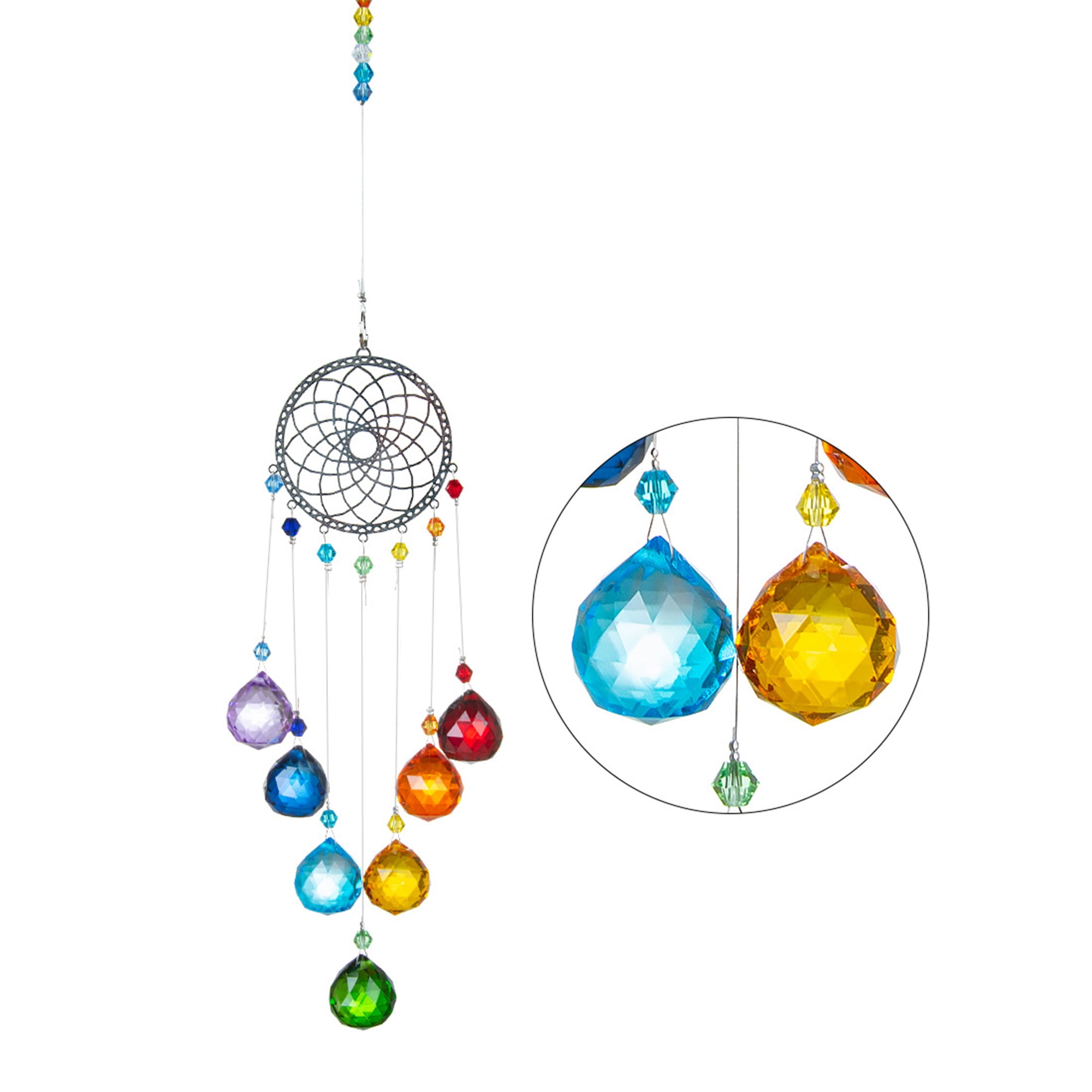 Colorful Crystal Pendant Suncatcher Window Hanging Ornament for Patio Home Decor 