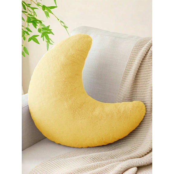 Yellow Crescent Moon Plush Decorative Throw Pillow For Sofa Bed Living Room