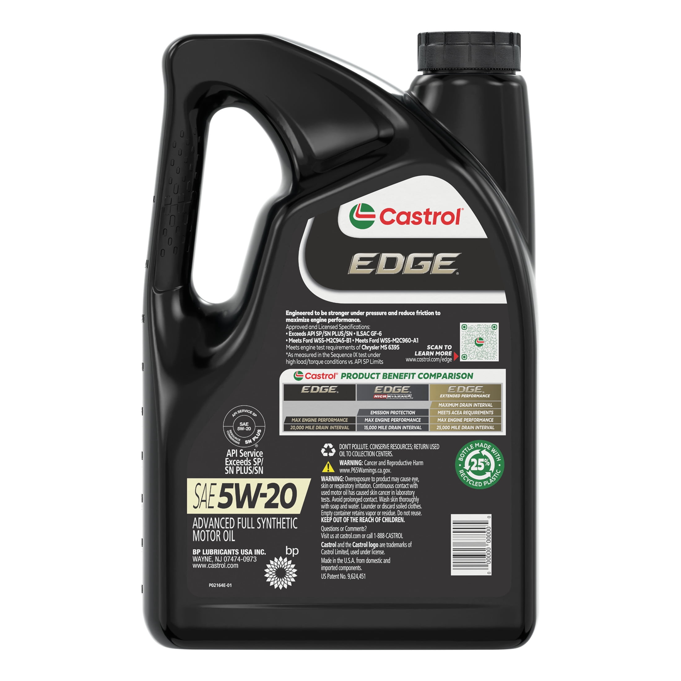 Castrol EDGE 5W-20 Advanced Full Synthetic Motor Oil, 5 Quarts