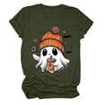 thumbnail image 3 of T-shirt Graphique à Manches Courtes d'Halloween pour Femmes Col Rond Décontracté pour Tenue de Fête d'Été avec Jeans, 3 of 4