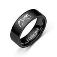 thumbnail image 4 of Mens Wedding Band in Titanium Black Plated Ring - Engraved I Love You,Black#7, 4 of 6