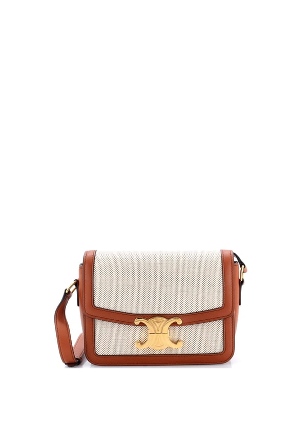 Pre-Owned Triomphe Shoulder Bag Canvas with Leather Teen By Rebag