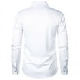 thumbnail image 5 of VSSSJ Button Down Shirts for Men Regular Fit Solid Color Patchwork Long Sleeve Lapel Shirt Casual Comfortable Commuting Work Blouse Tops White S, 5 of 8