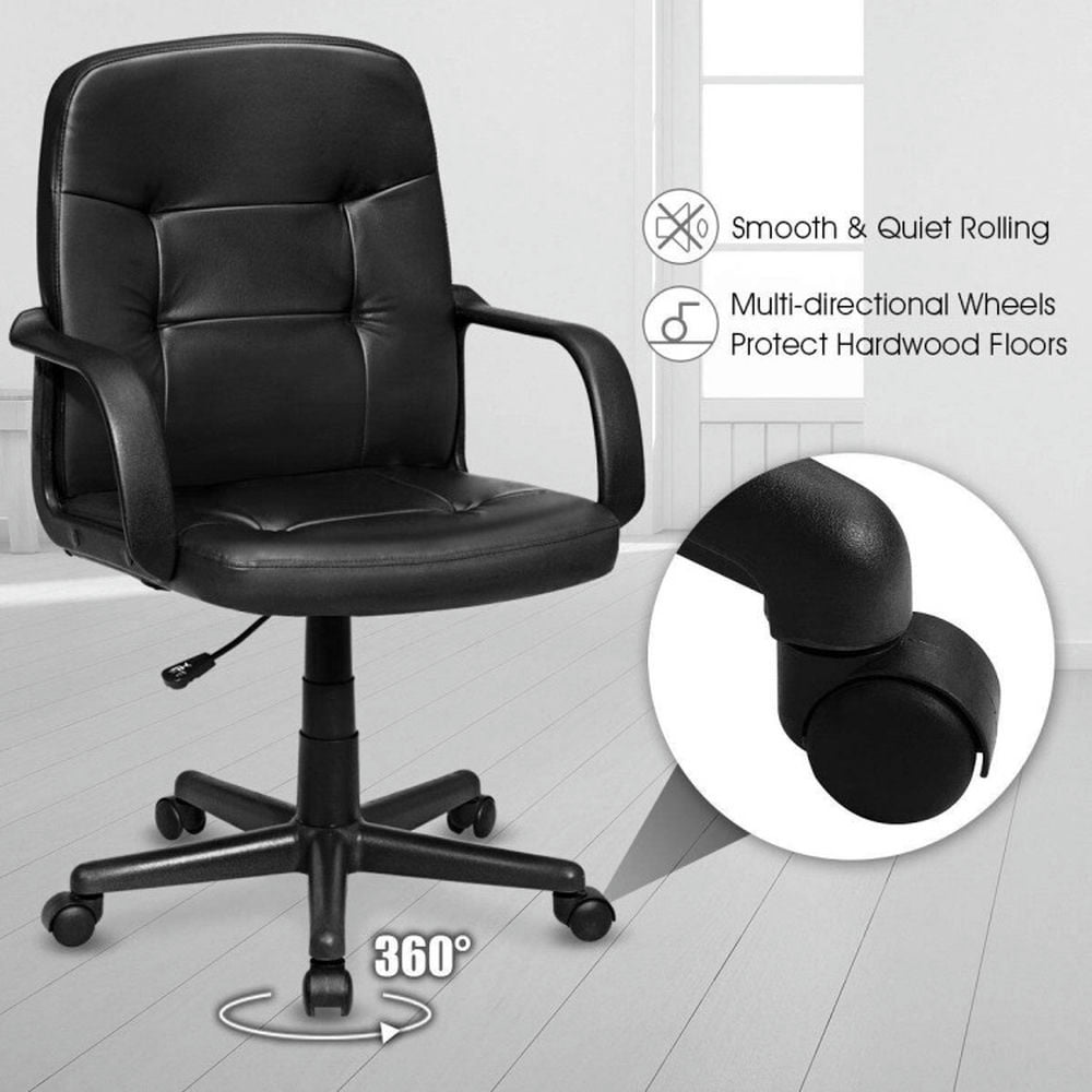 Demi Bonn Ergonomic Office Chair with 360-degree Wheels, Rolling Work Computer Desk Chair for Home, Bedroom, Study, Black