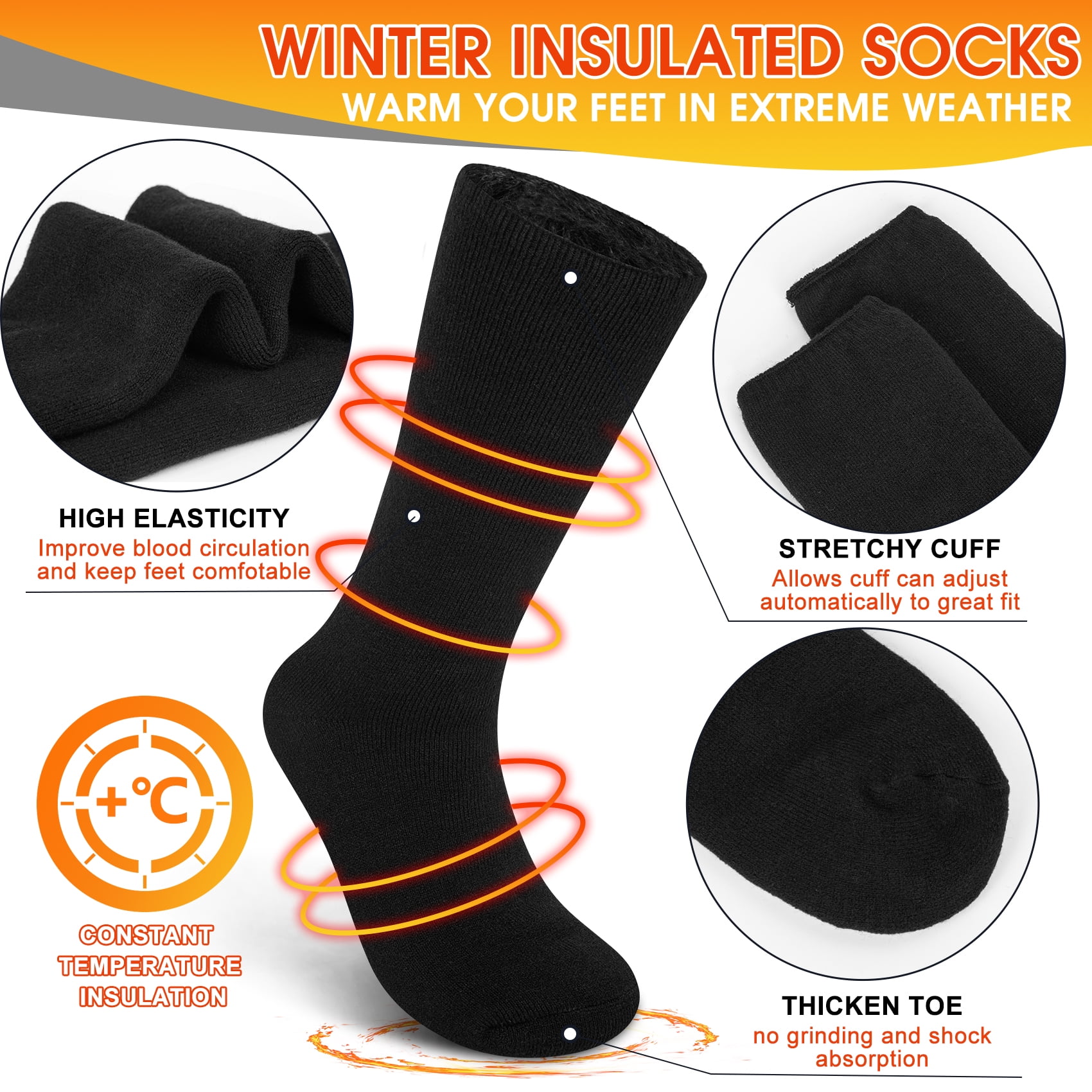 KOITHOT 3 Pack Thermal Socks for Men & Women, Thick Warm Winter Socks for Cold Weather