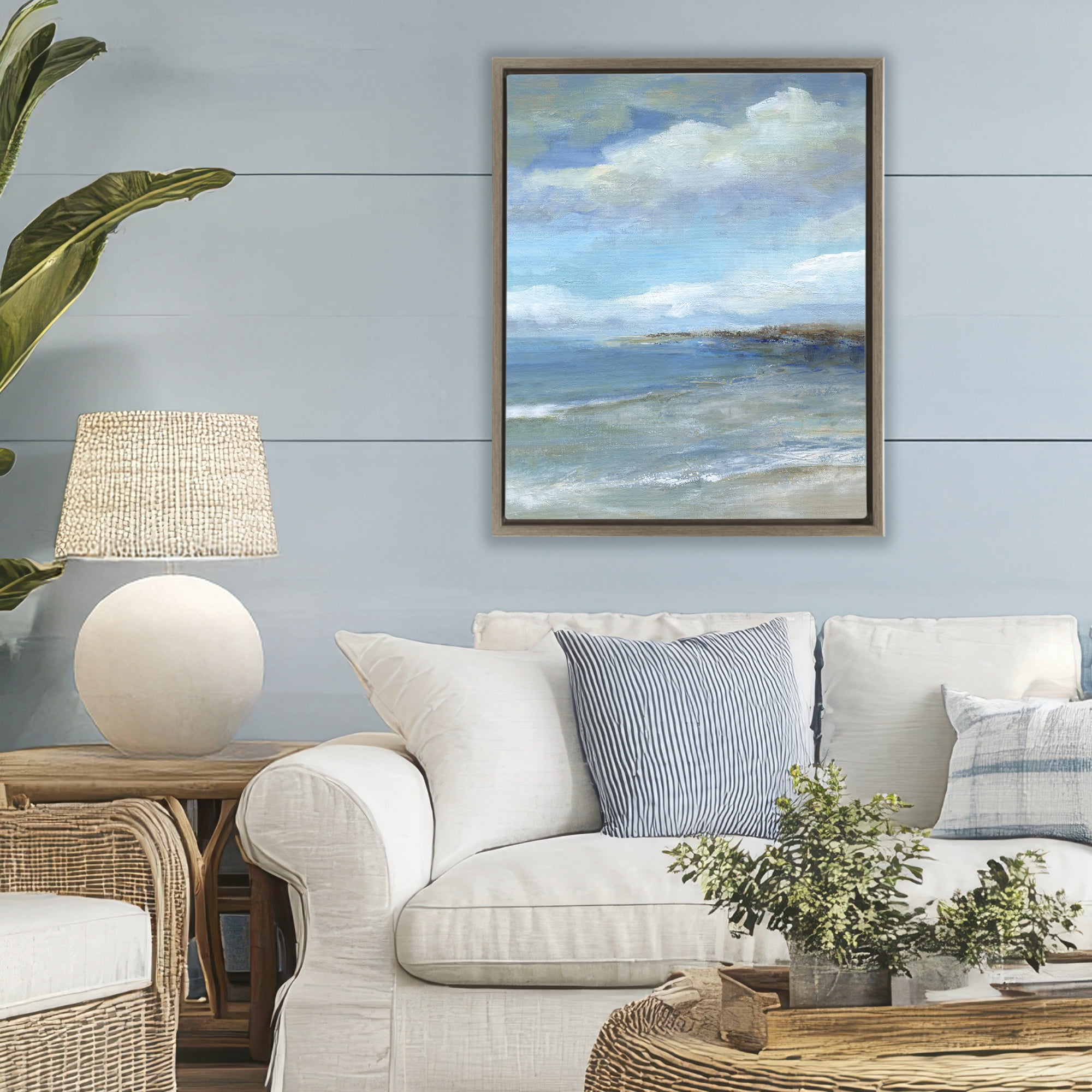 Stupell Industries Shore's Calm Breeze Brown Framed Floater Canvas Wall Art, design by Carol Robinson