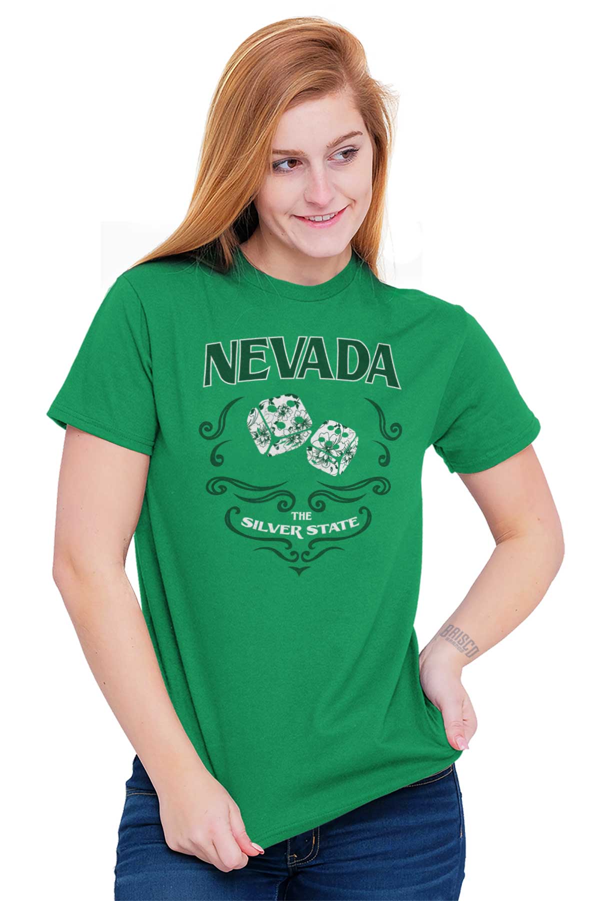 Cute Nevada Lucky Dice Floral NV Women's Graphic T Shirt Tees Brisco Brands 3X - image 5 of 6