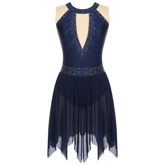 MSemis Women Sleeveless Lyrical Dance Leotard Figure Skating Dress