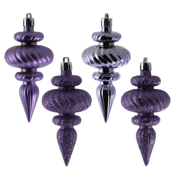 Vickerman 4" Lavender 4-Finish Finial Ornament, 8 per Box