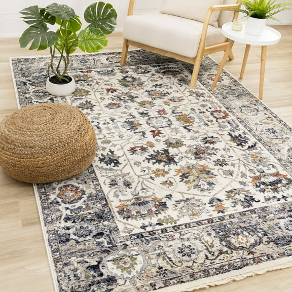 Rug Branch Classic/Traditional Elegant Cream Indoor Area Rug - 5' x 8'