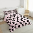 thumbnail image 4 of Manfei Princess Ribbon Teens Queen Comforter Set, Dreamy Fairy Tale Bow Bedding Sets, Pink Black Cartoon Reversible Bedding Comforter Set, Microfiber Bedroom Decor, 3 Pieces, 4 of 9