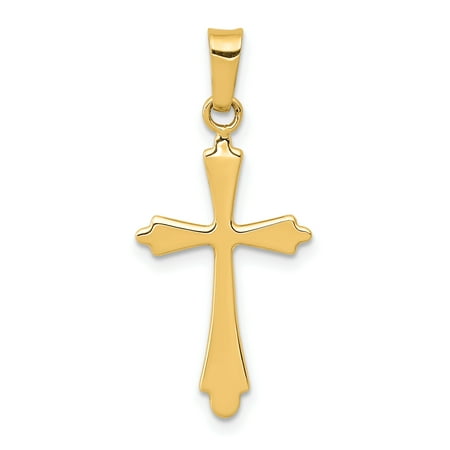 14k Yellow Gold Cross Religious Pendant Charm Necklace Passion