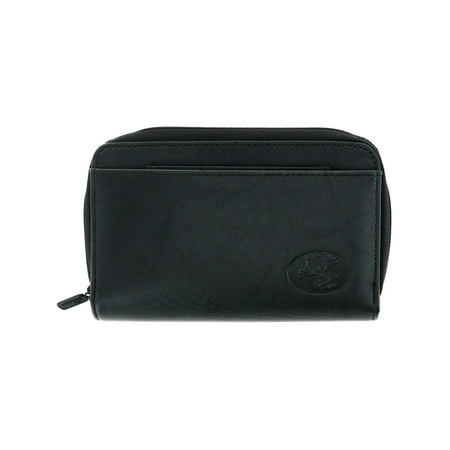 Black Leather Heiress Double Zip-Around Indexer Organizer Clutch Wallet