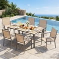 thumbnail image 4 of Lofka 7-Piece Outdoor Patio Dining Set ,Patio Conversation Set with 6 Textilene Chairs & 1 Metal Steel Table,Brown, 4 of 15