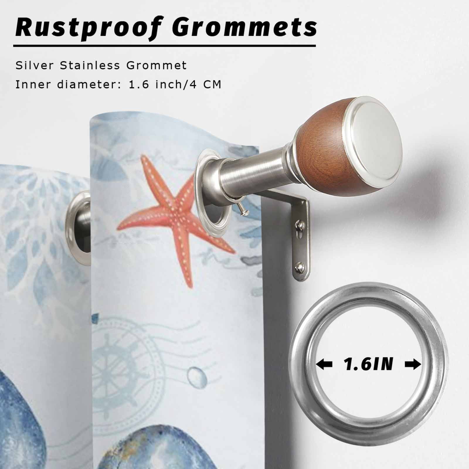 Oceans Marine Life Outdoor Curtains for Patio, Orange Blue Gradient Jellyfish Starfish Sunshade Privacy Drapes Grommet Waterproof Outside Curtains for Porch/Cabana/Balcony 54"x 108", 1 Panel