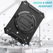 Cases for iPad 10.2 inch 9th/8th/7th Generation, Shockproof Full Body Protective Cover with 360° Hand Strap & Stand, Pencil Holder, Heavy Duty & Durable, Black