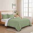 thumbnail image 5 of Queen Quilt Set 90''x96'', Vintage Sage Green Lightweight Bedspread Coverlet Set with 2 Pillow Shams, Farmhouse Retro Beige Solid Color Breathable All Season Quilt Bedding for Bedroom/Guest Room, 5 of 9