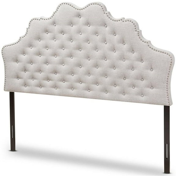 Bowery Hill Modern Tufted Queen Panel Headboard in Grayish Beige