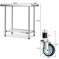 thumbnail image 2 of Gymax 24'' x 36'' Stainless Steel Commercial Kitchen Work Table w/ 4 Wheels, 2 of 10