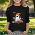 thumbnail image 6 of WAVSUF Girls Halloween Top, 3/4 Sleeve Soft Comfort Round Neck Fall Cute Festive Pullover Black 9, 6 of 6