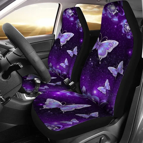 Butterfly Colorful Pattern pink Car Seat Cover Fits Most Cars 2pcs Universal Car Accessories Front Seat Cover